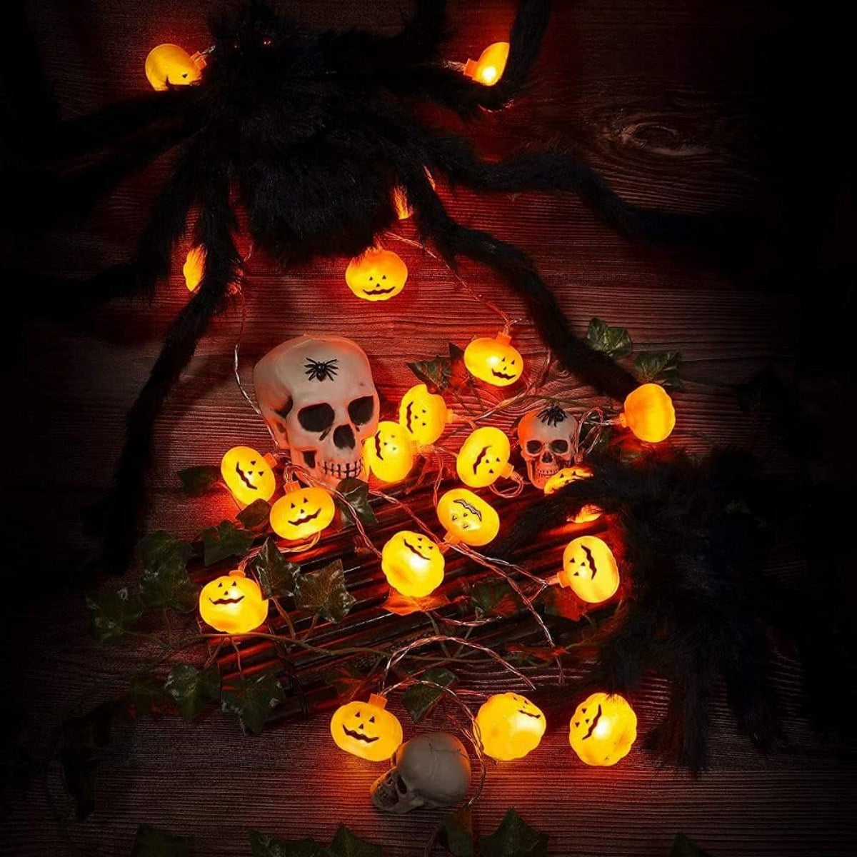 CozyGlow Halloween Pumpkin String Lights – 20 LED Battery-Operated