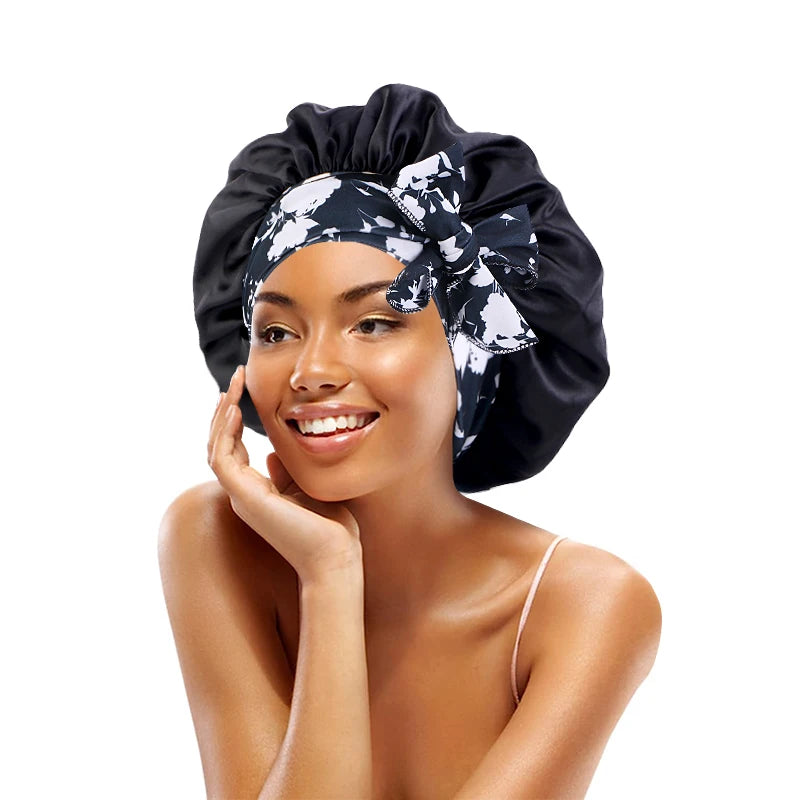 Satin Sleep Bonnet with Wide Stretch Ties