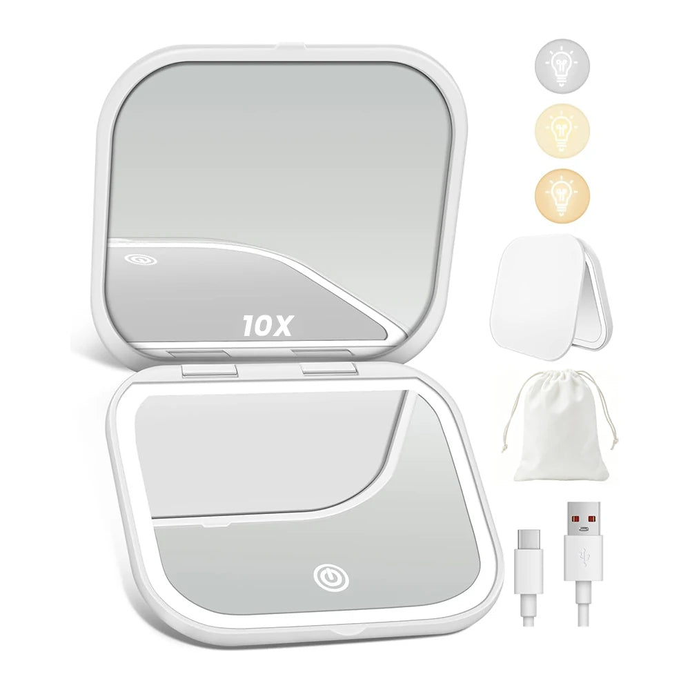 3-Color LED Vanity Mirror with 10X Magnification