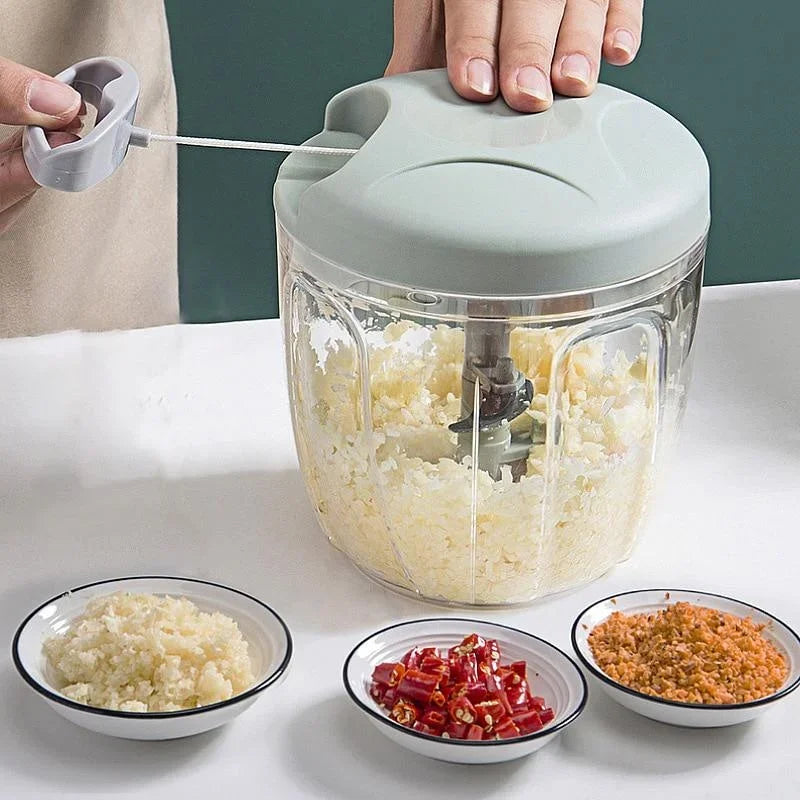 Hand-Press Vegetable Chopper with Catch Bowl – Stainless Blades, No-Tears Onion & Herb Prep