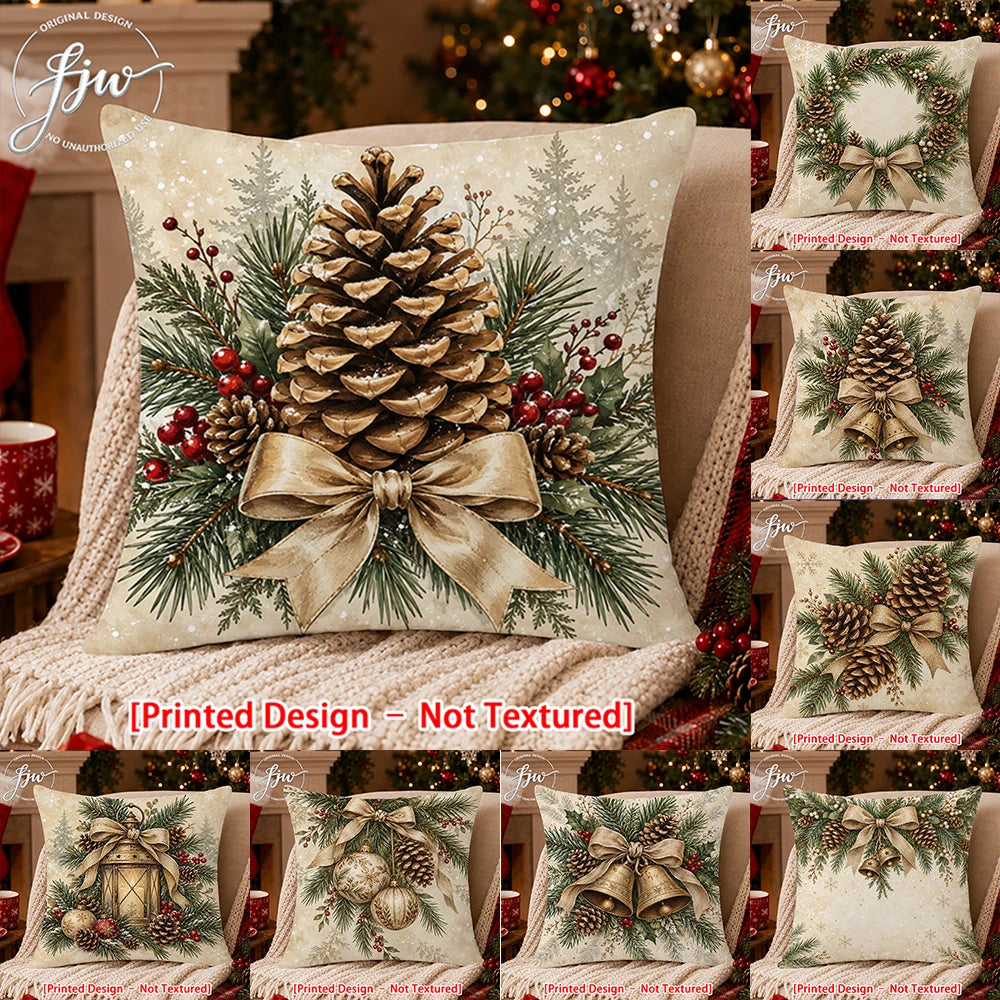 Vintage Christmas Throw Pillow Covers 18x18, Set of 4