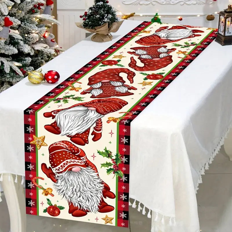 Christmas Gnome Buffalo Plaid Table Runner