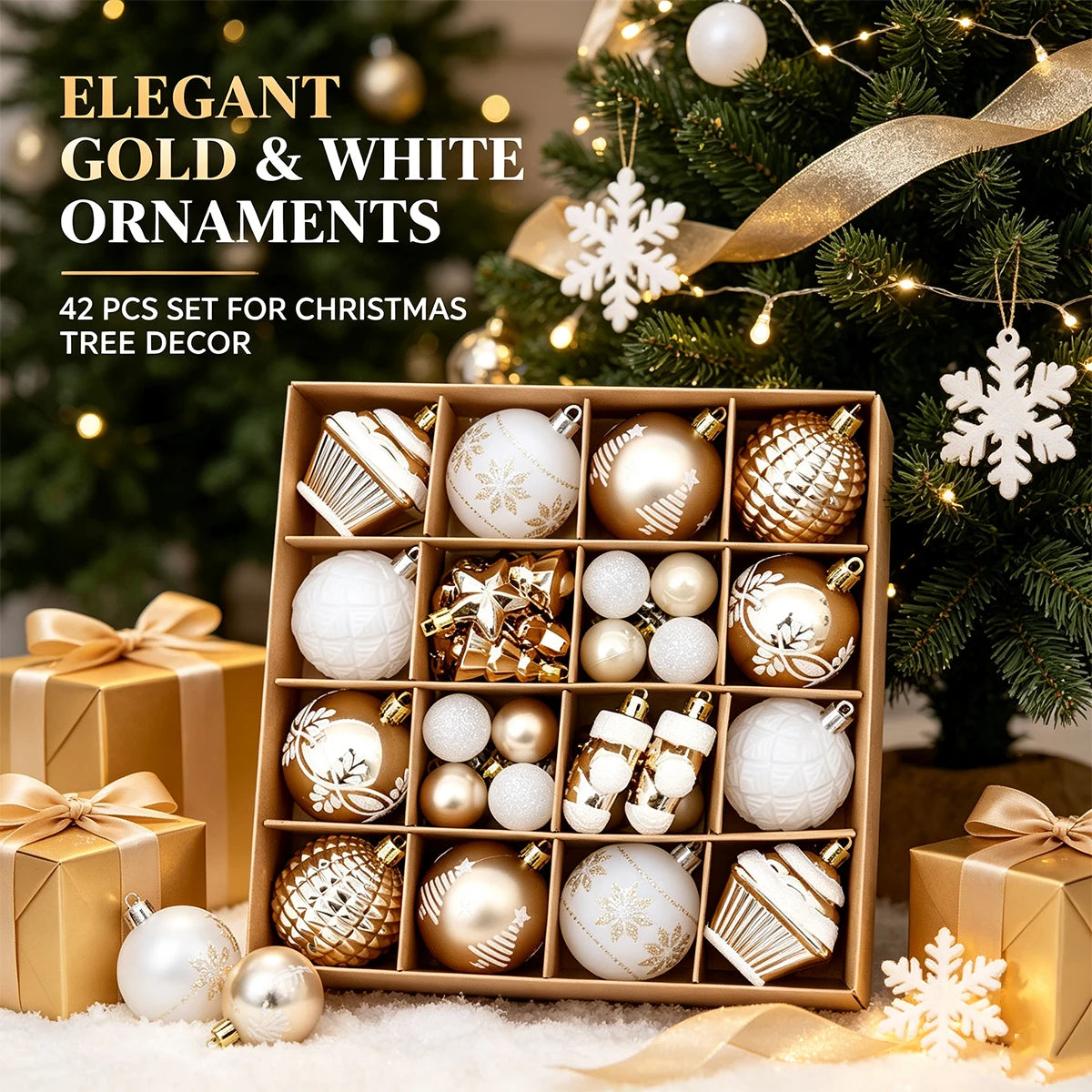 42-Piece Shatterproof Christmas Ornament Set