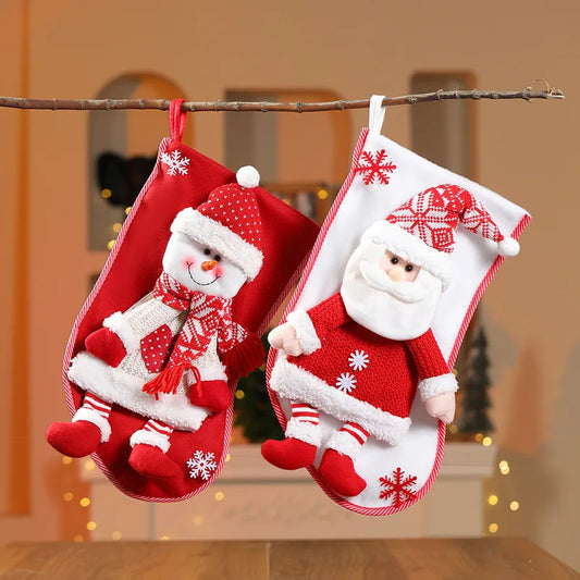 Red & White Knit Christmas Stocking
