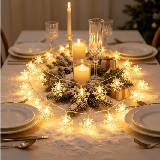 Snowflake LED String Lights (Warm White, Battery)