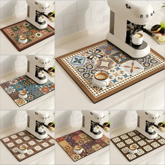 Quick-Dry Dish Drying Mat (Retro Non-Slip)