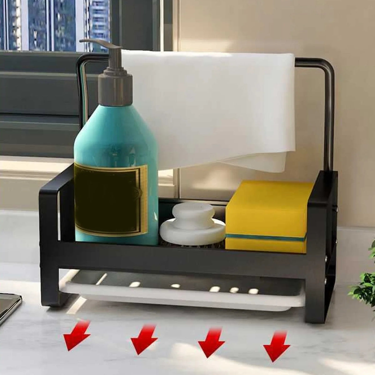 Kitchen Sink Caddy Organizer with Drain Tray