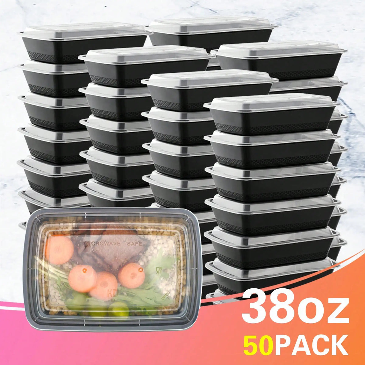 Stackable Food Storage Containers with Lids, 6-Pack