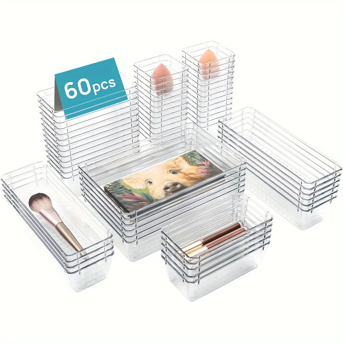 Clear Acrylic Makeup Brush Storage Box – Vanity Organizer with Dedicated Slots