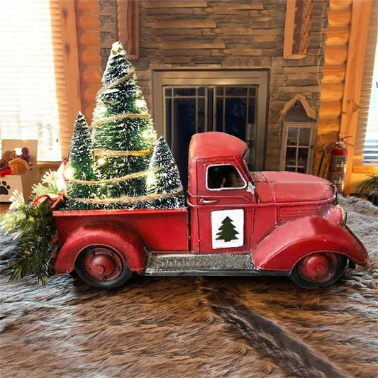 Vintage Red Truck Christmas Decor (Resin)