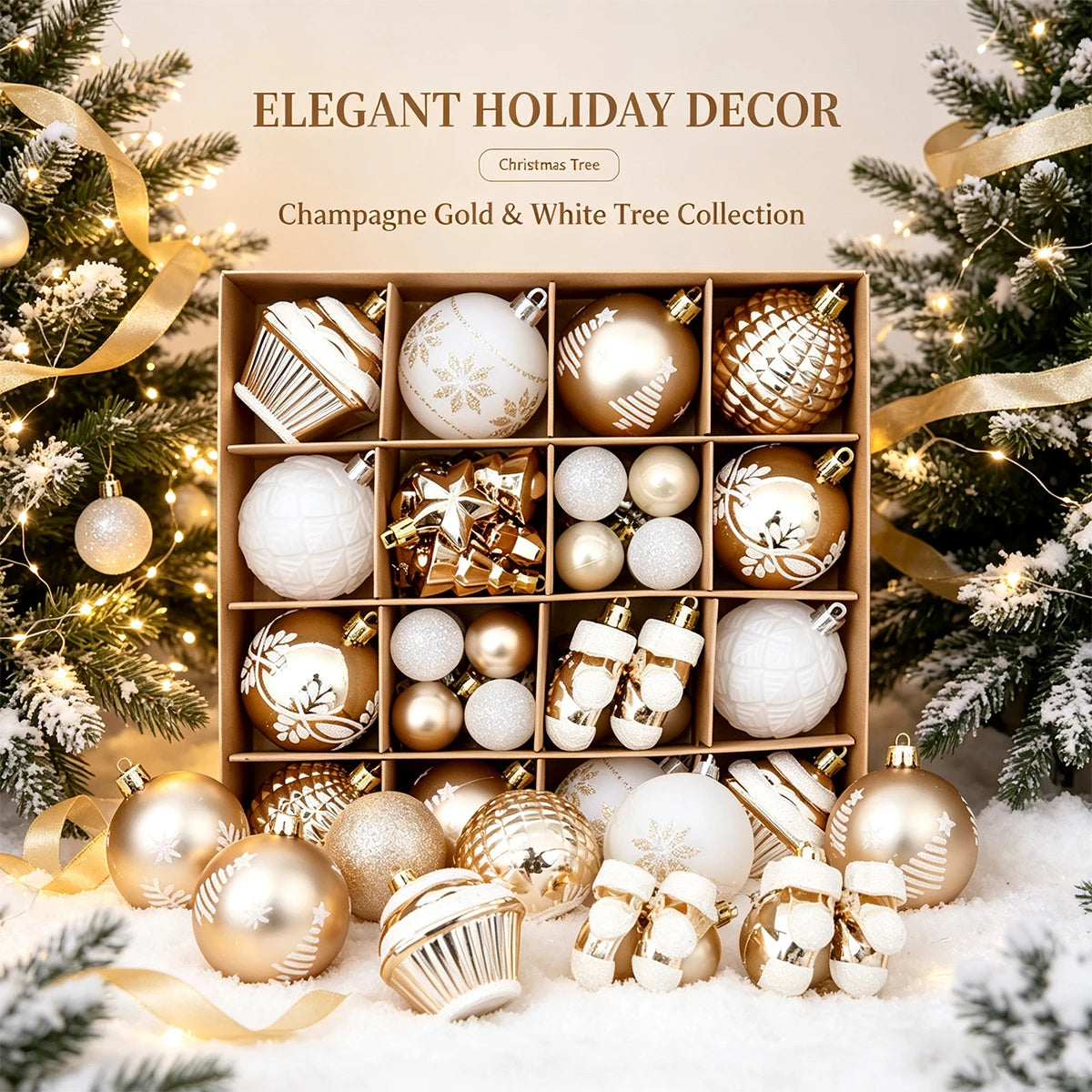 42-Piece Shatterproof Christmas Ornament Set