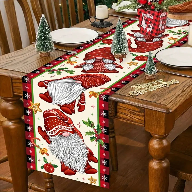 Christmas Gnome Buffalo Plaid Table Runner