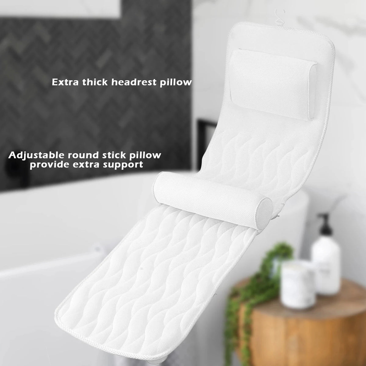 Air Mesh Bath Pillow with Suction Cups – Ergonomic Spa Support