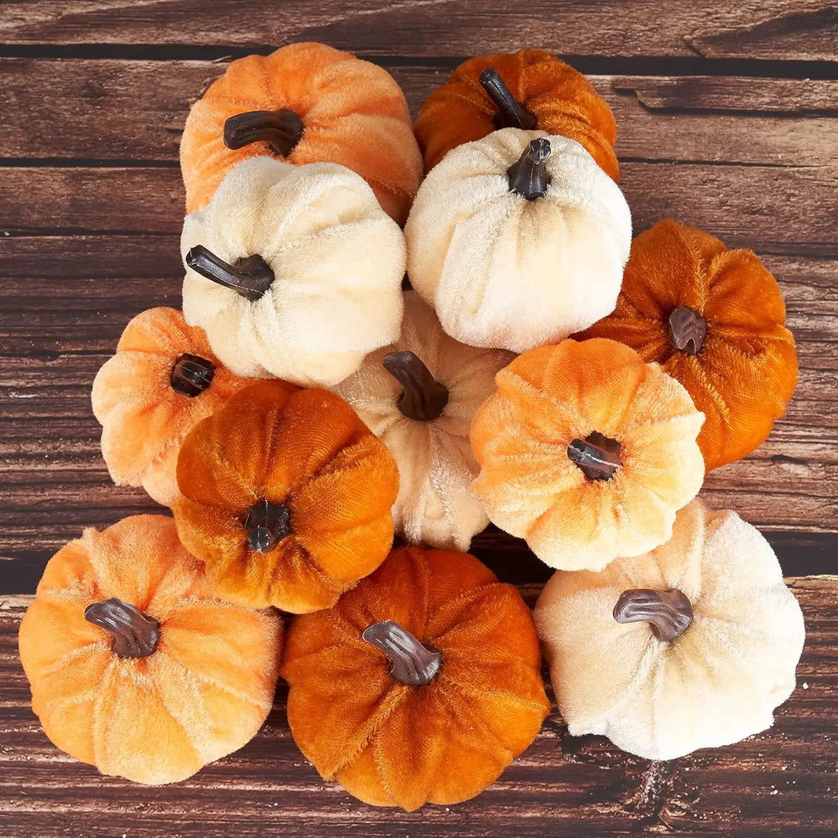Velvet Pumpkin Fall Decor Set – 12 Pieces