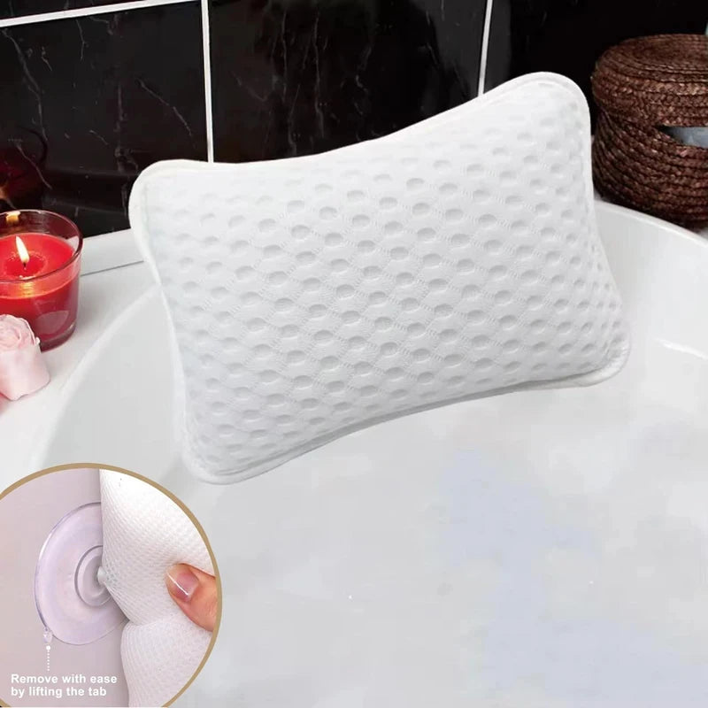 3D Mesh Bath Pillow – Breathable Spa Bathtub Cushion