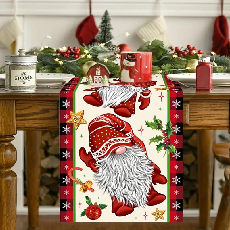 Christmas Gnome Buffalo Plaid Table Runner