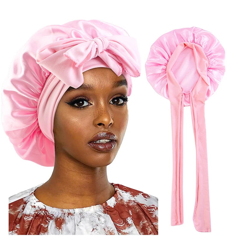 Satin Sleep Bonnet with Wide Stretch Ties