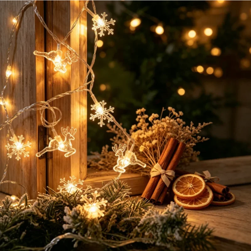 Snowflake LED String Lights (Warm White, Battery)