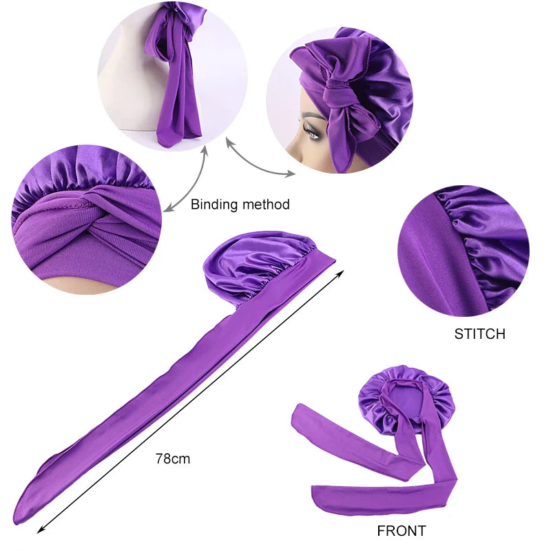 Satin Sleep Bonnet with Wide Stretch Ties