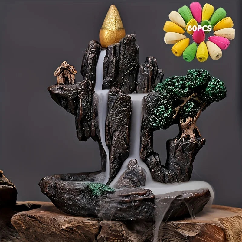 Backflow Incense Burner with Waterfall Effect