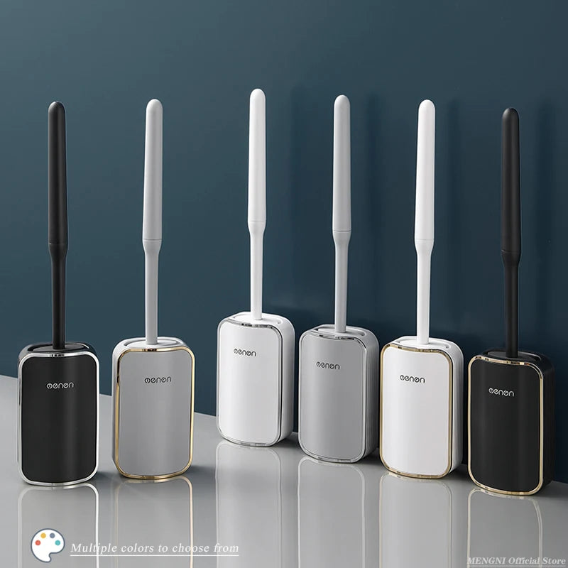 Black Wall-Mounted Silicone Toilet Brush Set