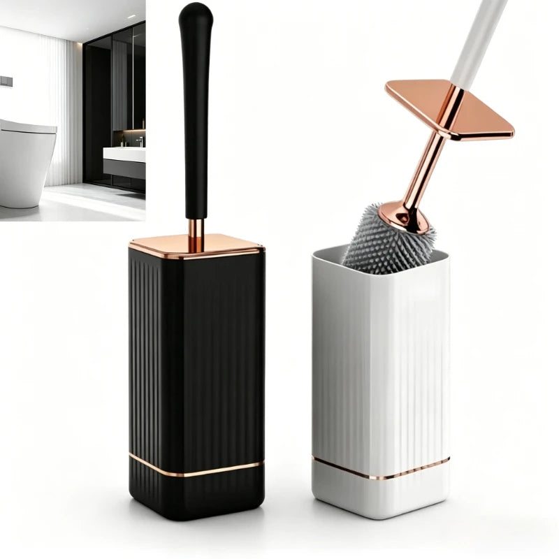 Black Wall-Mounted Silicone Toilet Brush Set