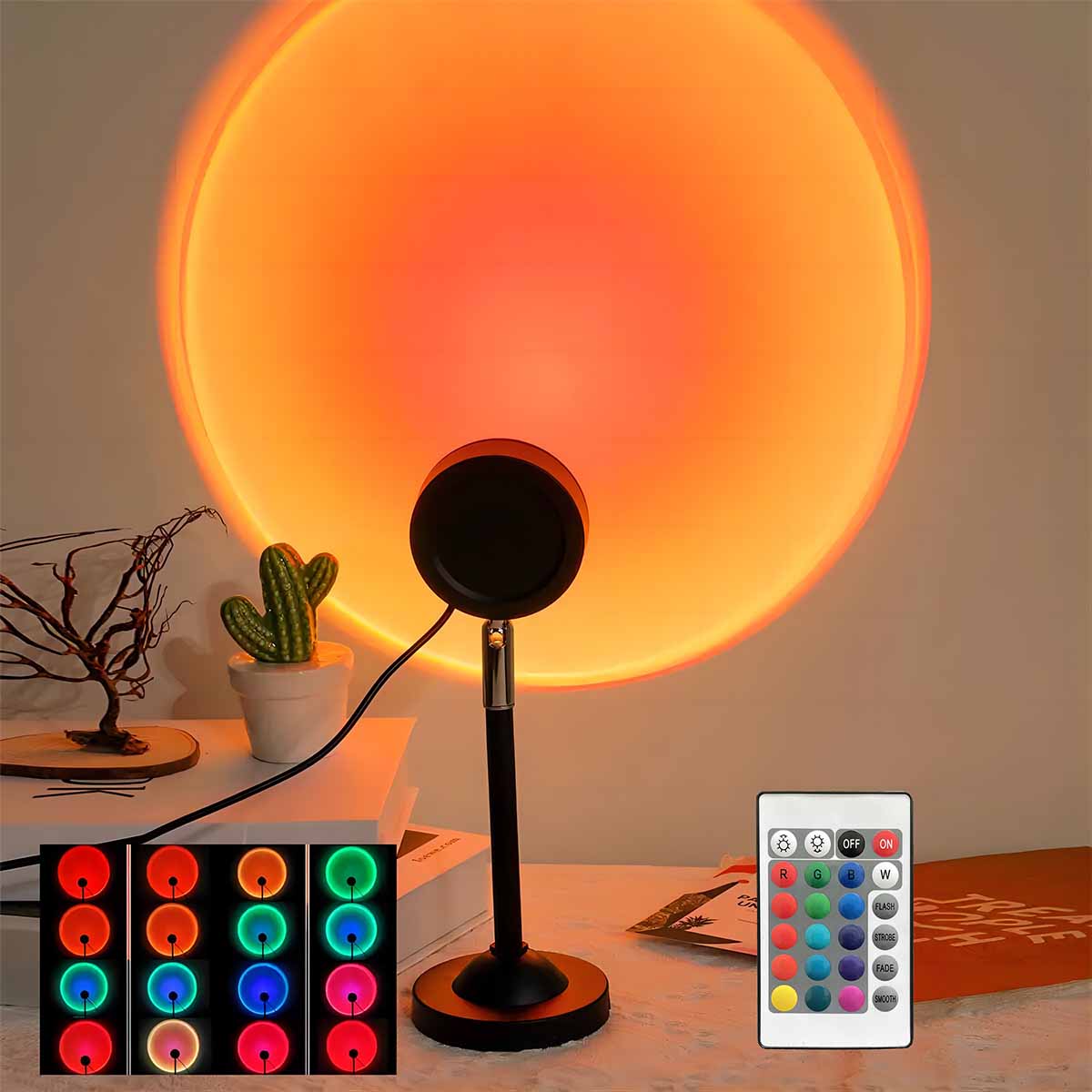 SunsetGlow Projection Lamp – 16-Color Sunset Projector with Remote
