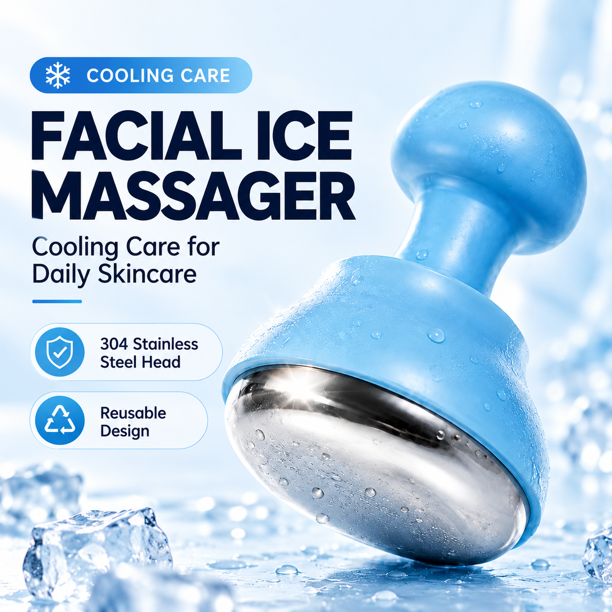 CozyGlow Stainless Steel Facial Ice Roller – Depuff & Glow