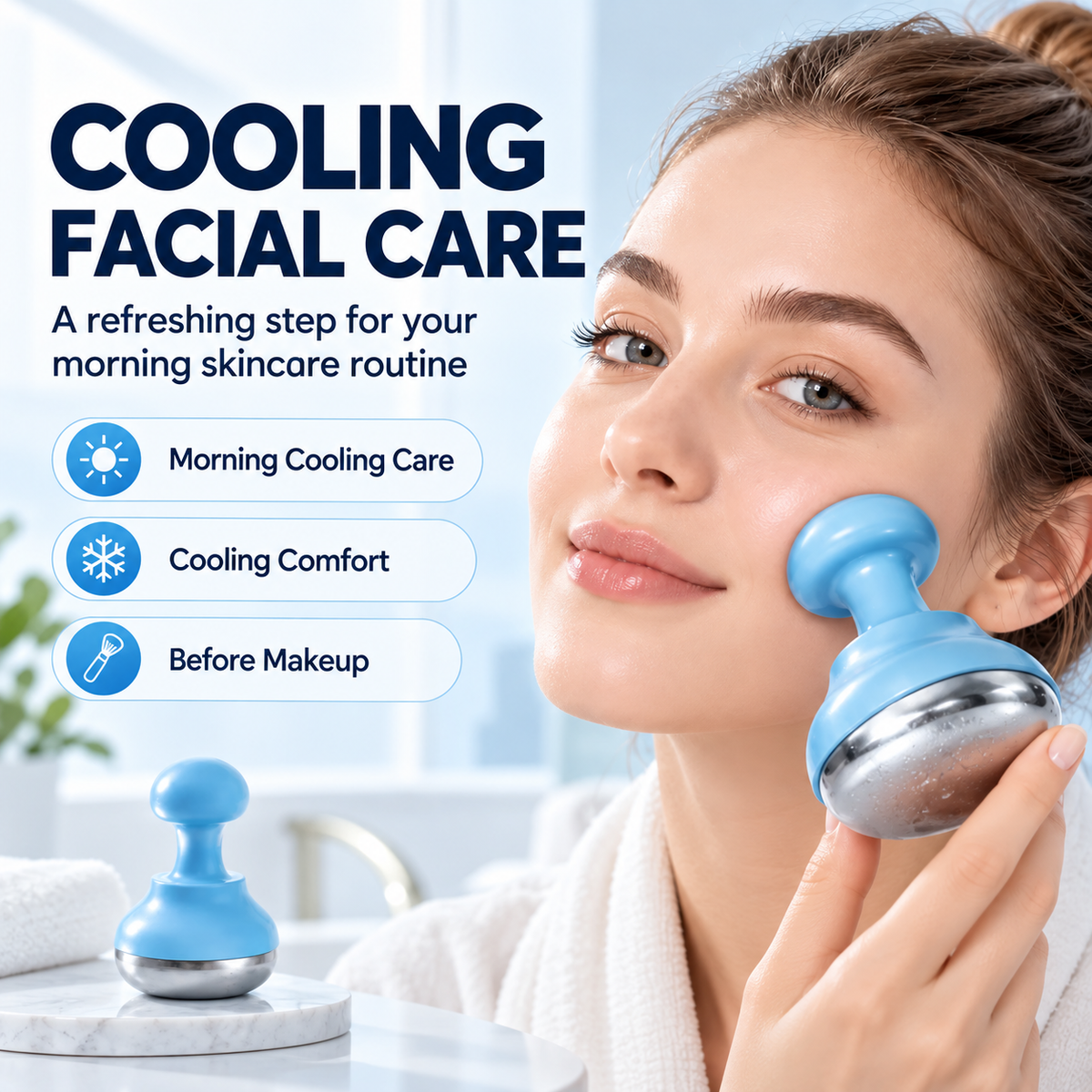 CozyGlow Stainless Steel Facial Ice Roller – Depuff & Glow