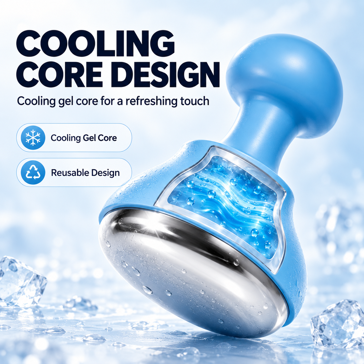 CozyGlow Stainless Steel Facial Ice Roller – Depuff & Glow