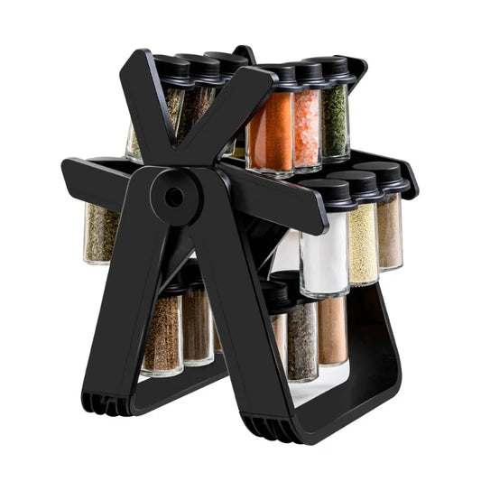 Glass Spice Jar Set with Rotating Rack