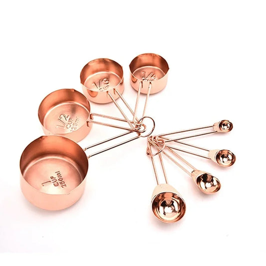 Gold Measuring Cups and Spoons Set, 8-Piece