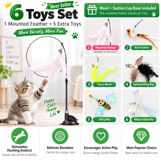 Handsfree Cat Teaser Wand Toy