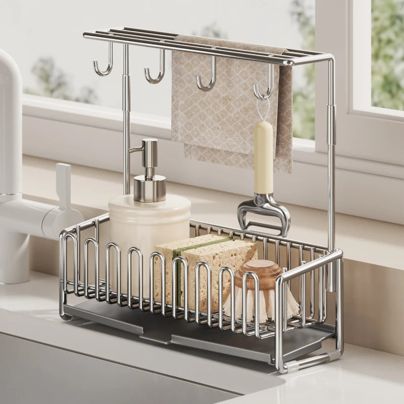 Kitchen Sink Caddy Organizer with Drain Tray