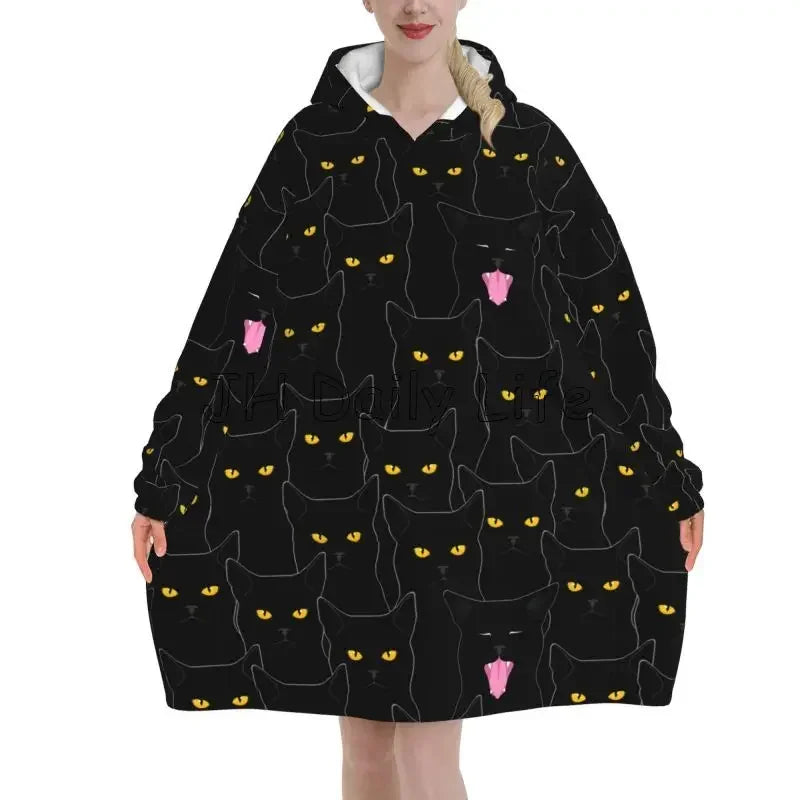 Oversized Sherpa Plaid Wearable Blanket Hoodie