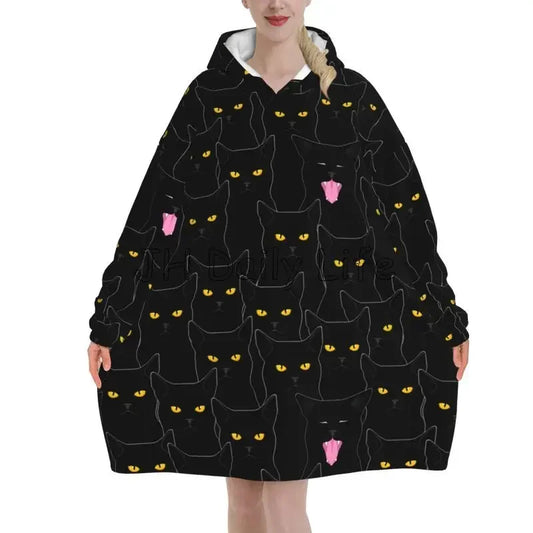 Oversized Sherpa Plaid Wearable Blanket Hoodie
