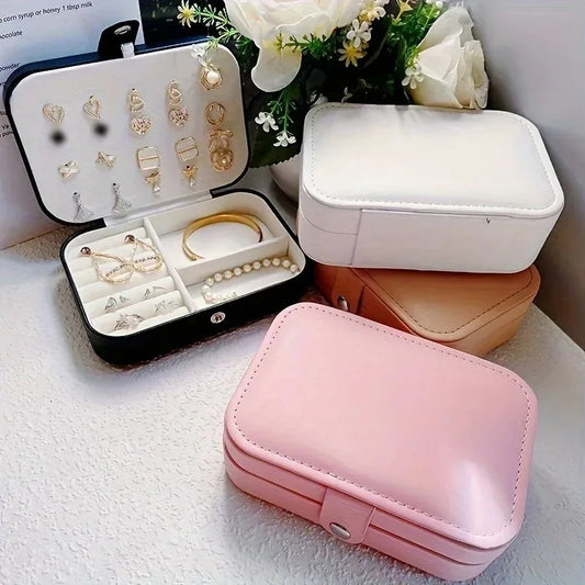 Pink Earring Storage Organizer Box – Small Portable Jewelry Case