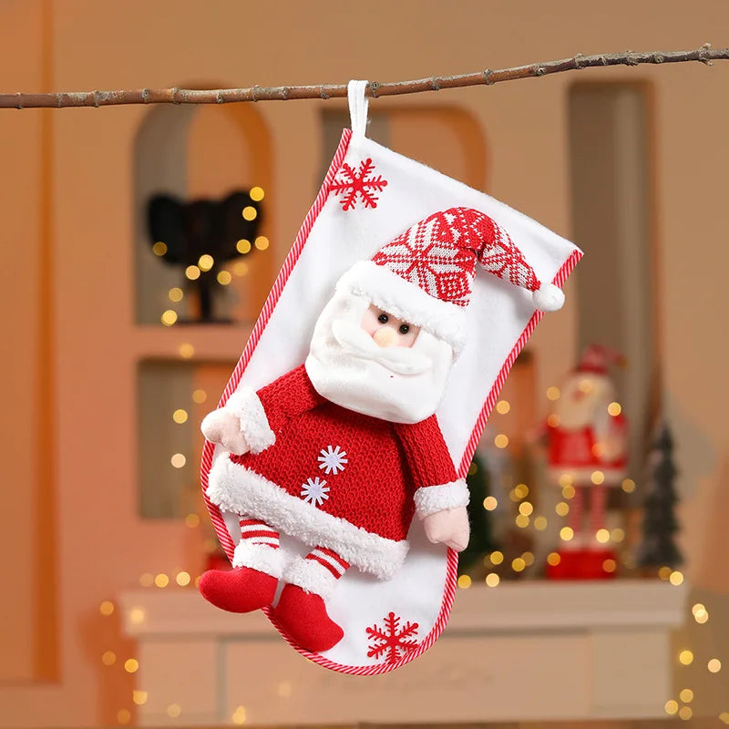 Red & White Knit Christmas Stocking