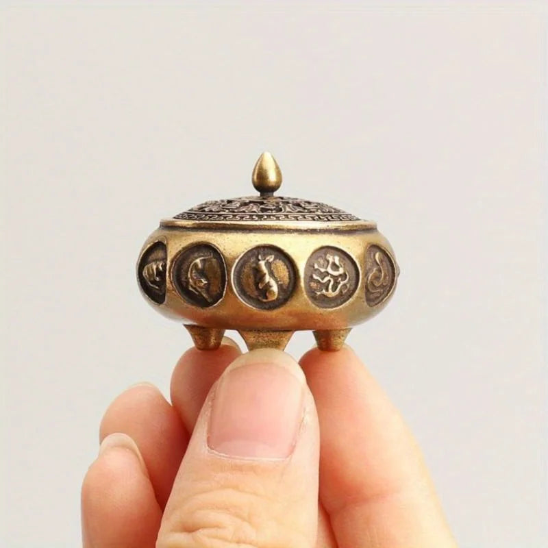 Retro Brass Incense Burner with Cover