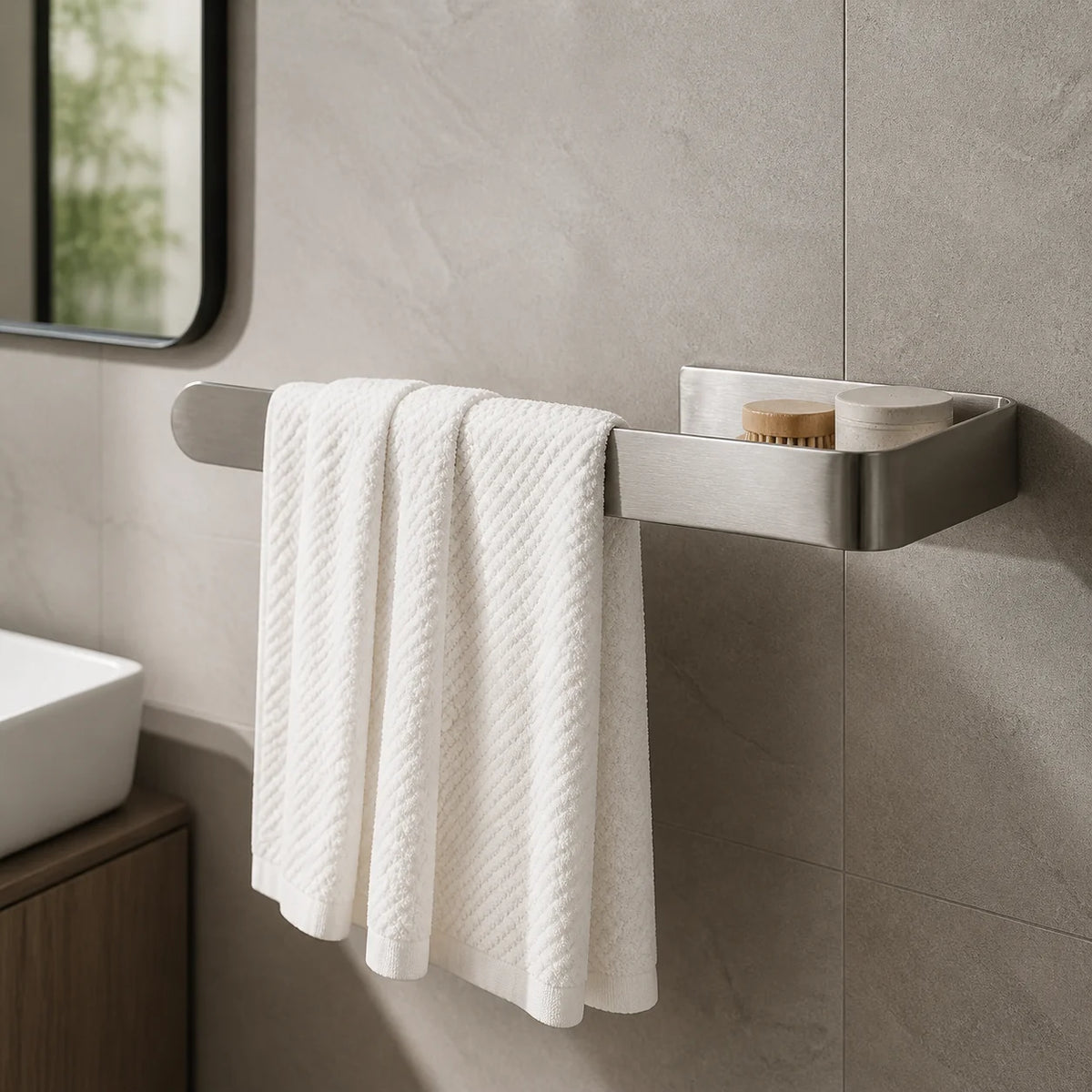 Self-Adhesive Towel Bar – No-Drill Bathroom Towel Rack